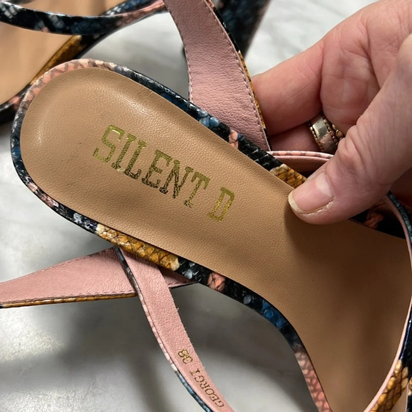 Anthropologie | Silent D Pink Blue Snake Print Ankle Wrap Georgi Sandal Size 8 - Picture 8 of 12